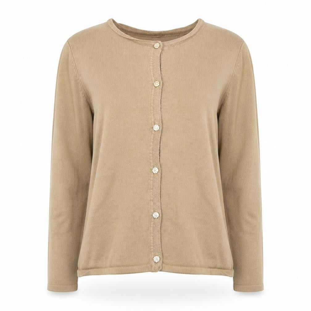 M&Co Women's Beige Cardigan Medium Round Neck