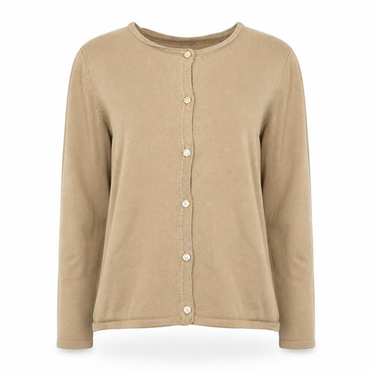 M&Co Women's Beige Cardigan Medium Round Neck