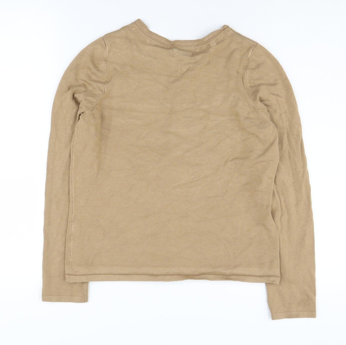 M&Co Women's Beige Cardigan Medium Round Neck