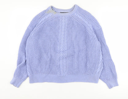 Marks & Spencer Women's Purple Cable-Knit Jumper Size 14