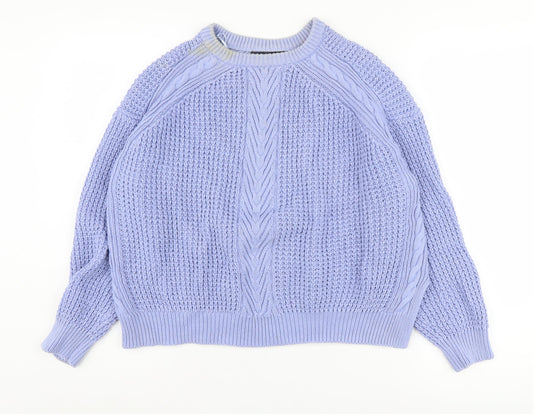 Marks and Spencer Women's Purple Cable-Knit Jumper Size 14