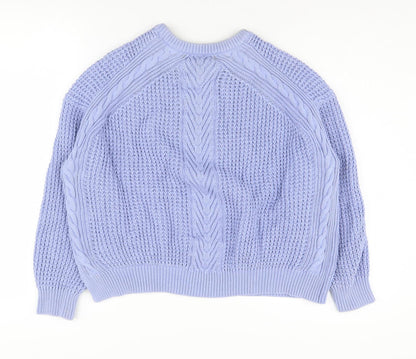 Marks & Spencer Women's Purple Cable-Knit Jumper Size 14