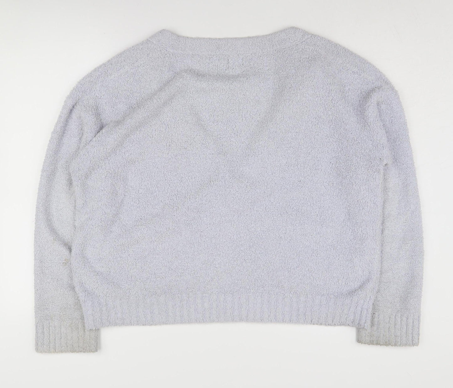 Out From Under Women's Grey Cardigan, S, V-Neck, Button