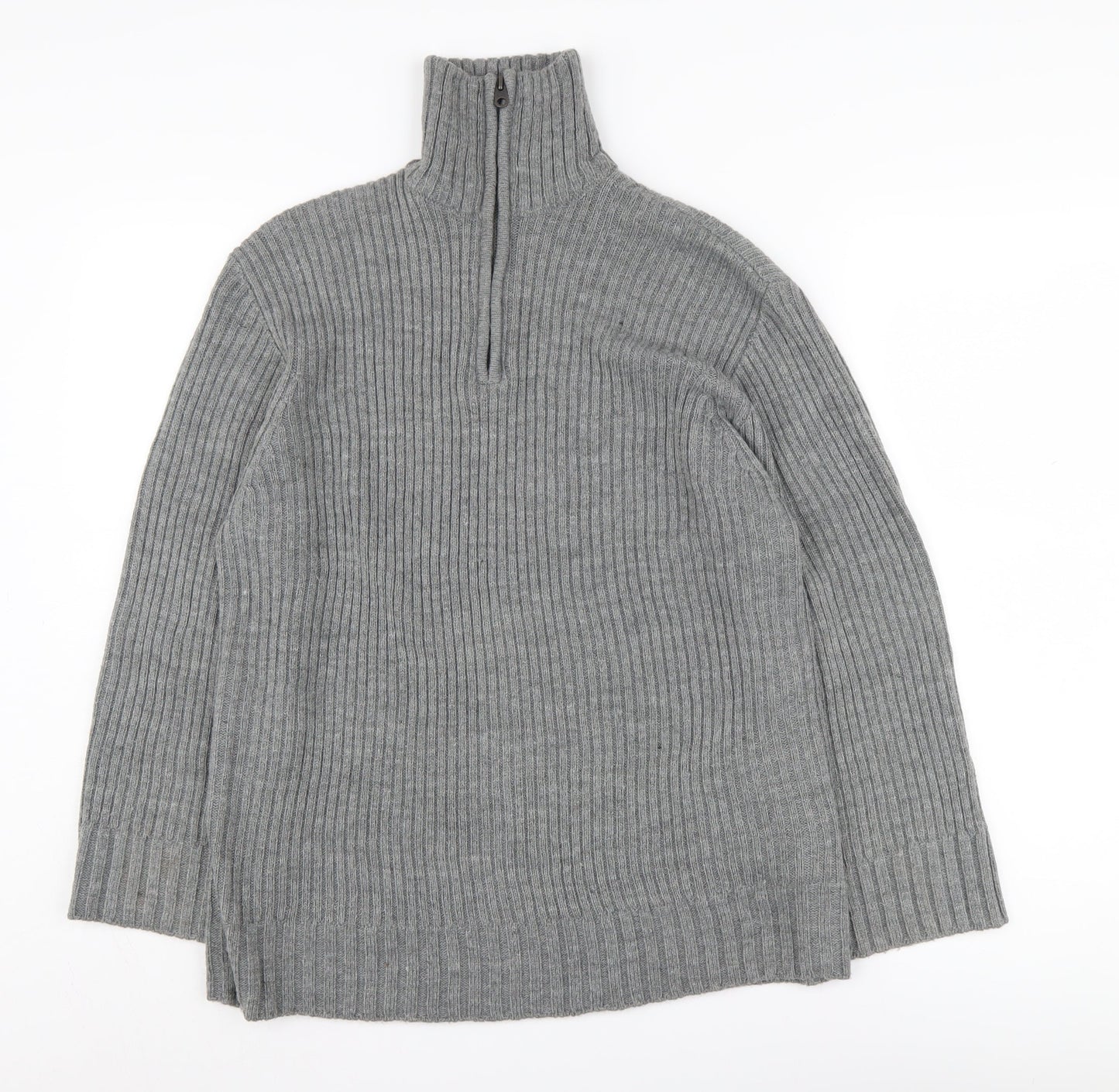 H&M Women's Grey Mock Neck Pullover Jumper, 2XS