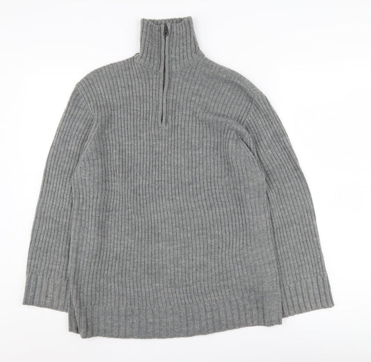 H&M Women's Grey Mock Neck Pullover Jumper, 2XS