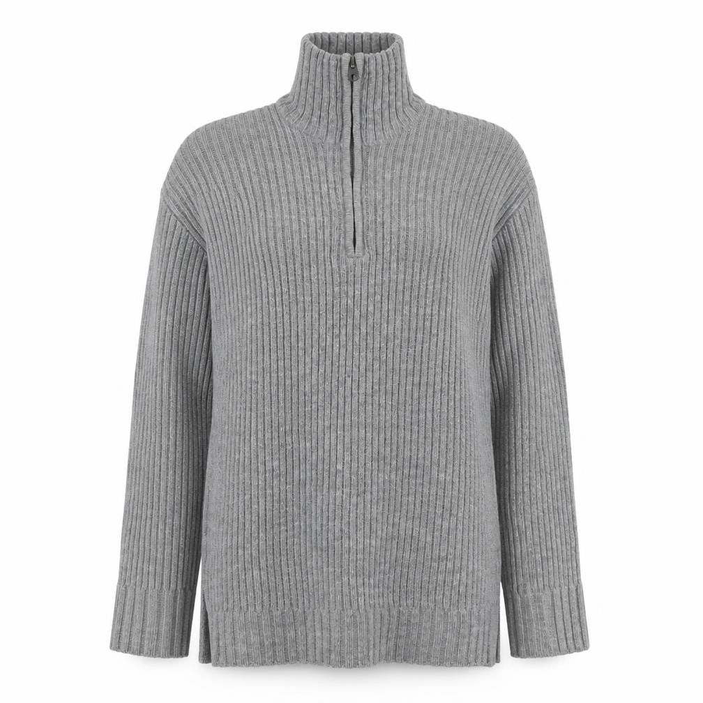 H&M Women's Grey Mock Neck Pullover Jumper, 2XS