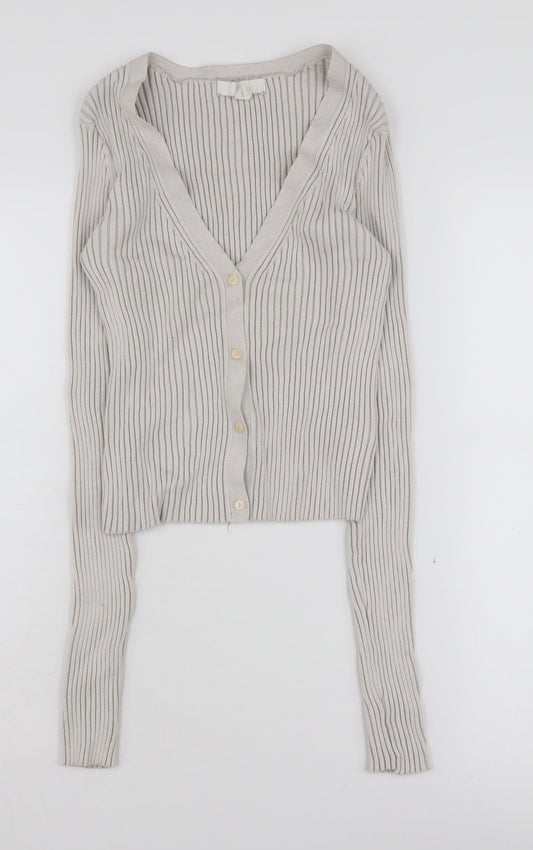 H&M Women's Grey V-Neck Cardigan Size S