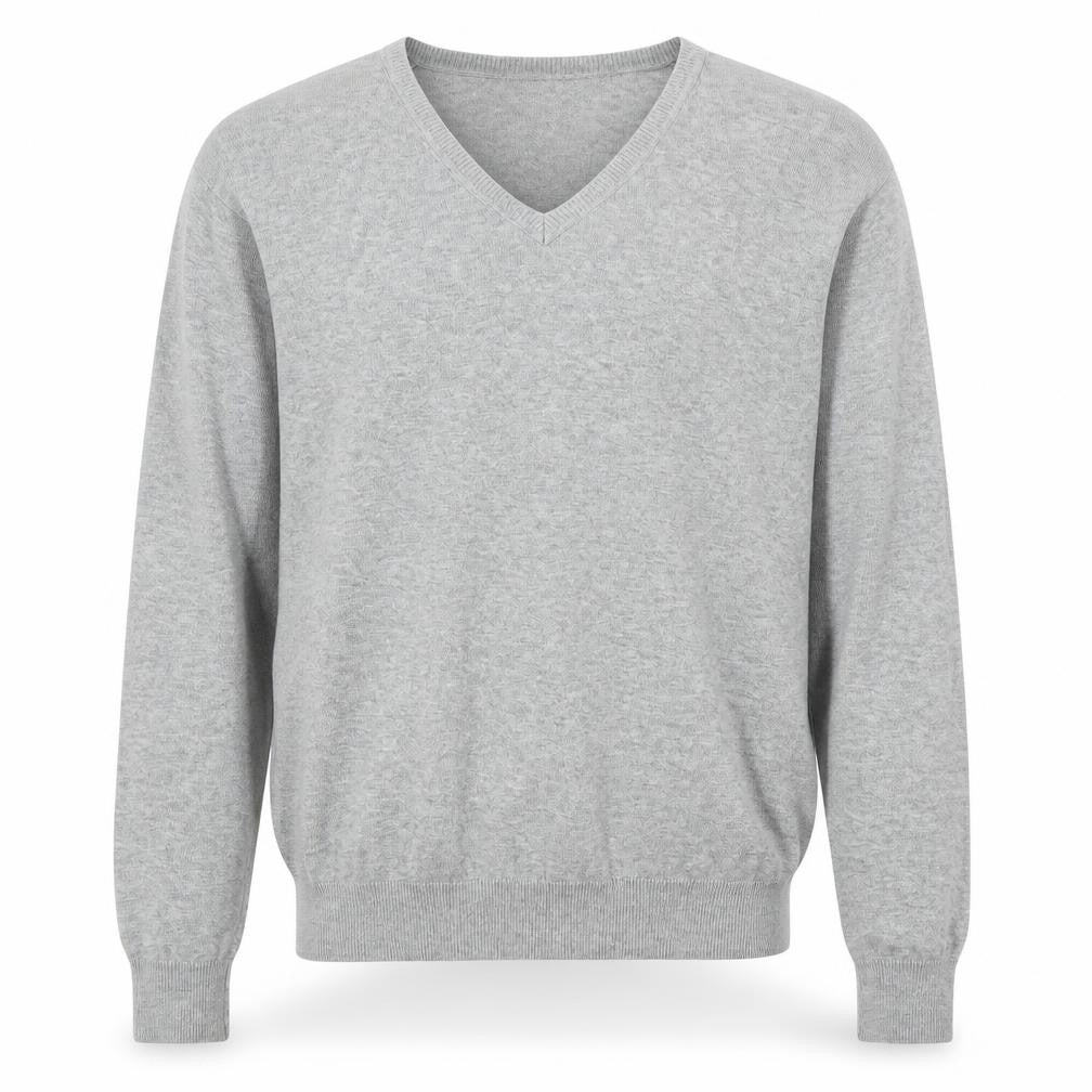 H&M Men's Grey Cotton V-Neck Pullover Jumper M