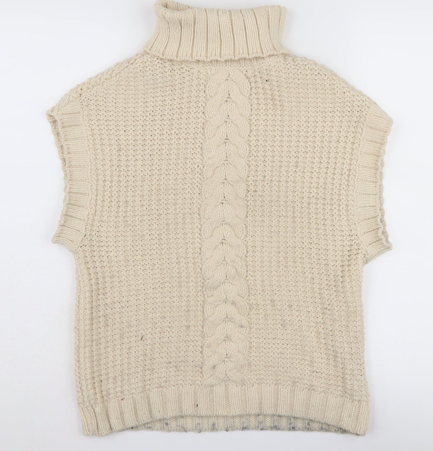 VERO MODA Women’s Beige Cable-Knit Turtleneck Jumper XS