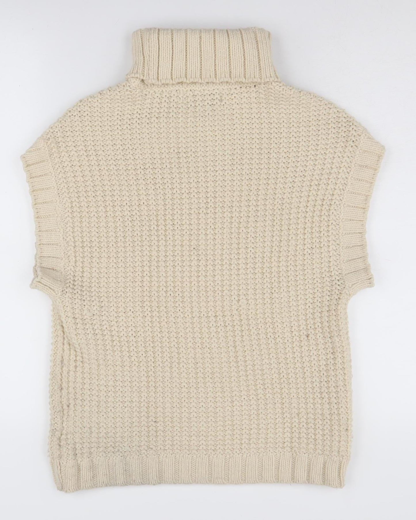 VERO MODA Women’s Beige Cable-Knit Turtleneck Jumper XS