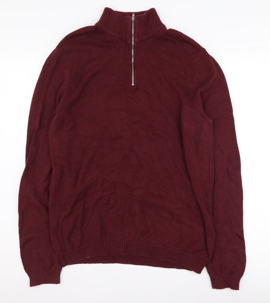 ASOS Design Men's Red Full Zip Jumper Size L