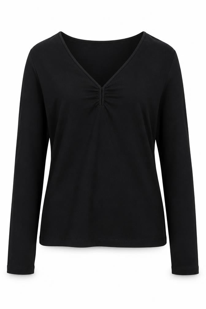 Mexx Women's Black V-Neck Long Sleeve T-Shirt XL