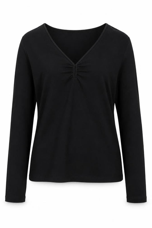 Mexx Women's Black V-Neck Long Sleeve T-Shirt XL