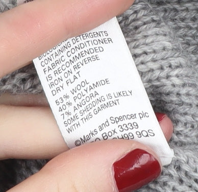 Marks and Spencer Women's Grey Cowl Neck Pullover Size 8