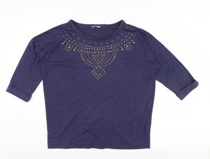 Marks & Spencer Women's Blue Studded T-Shirt Size 12