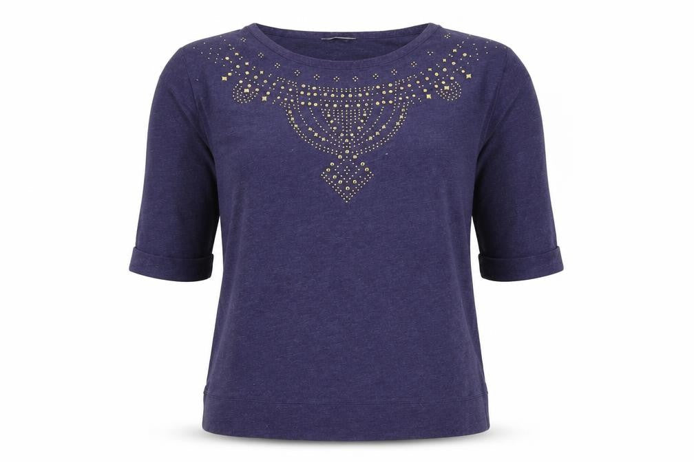 Marks & Spencer Women's Blue Studded T-Shirt Size 12