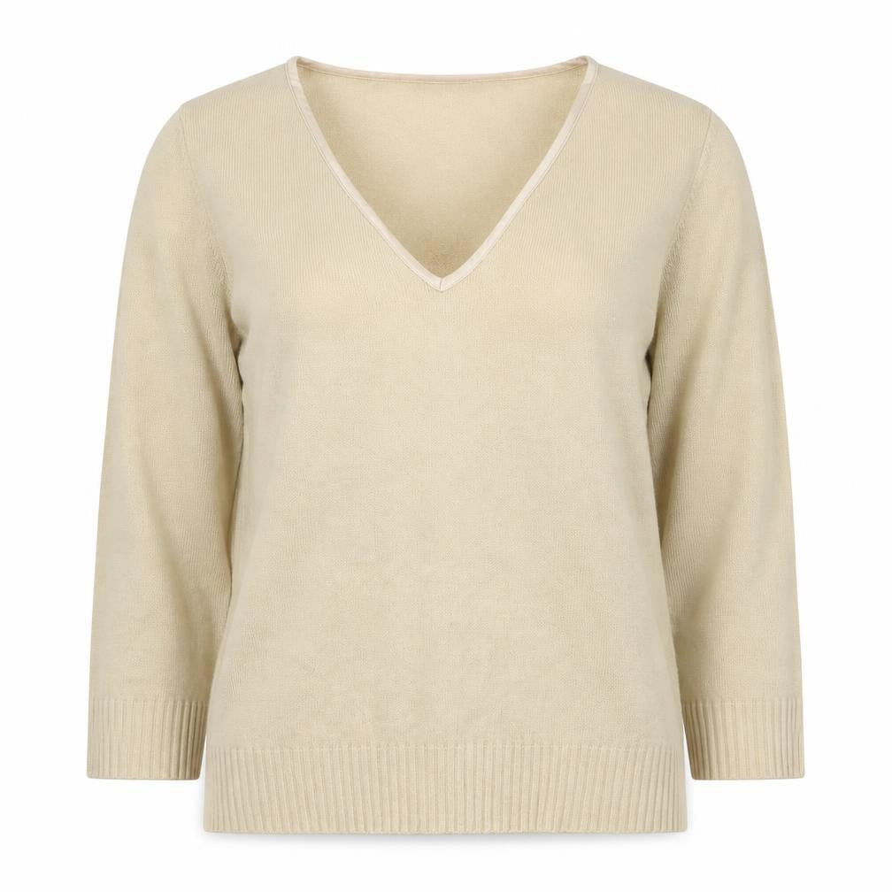 Marks & Spencer Beige V-Neck Pullover Jumper Size 10