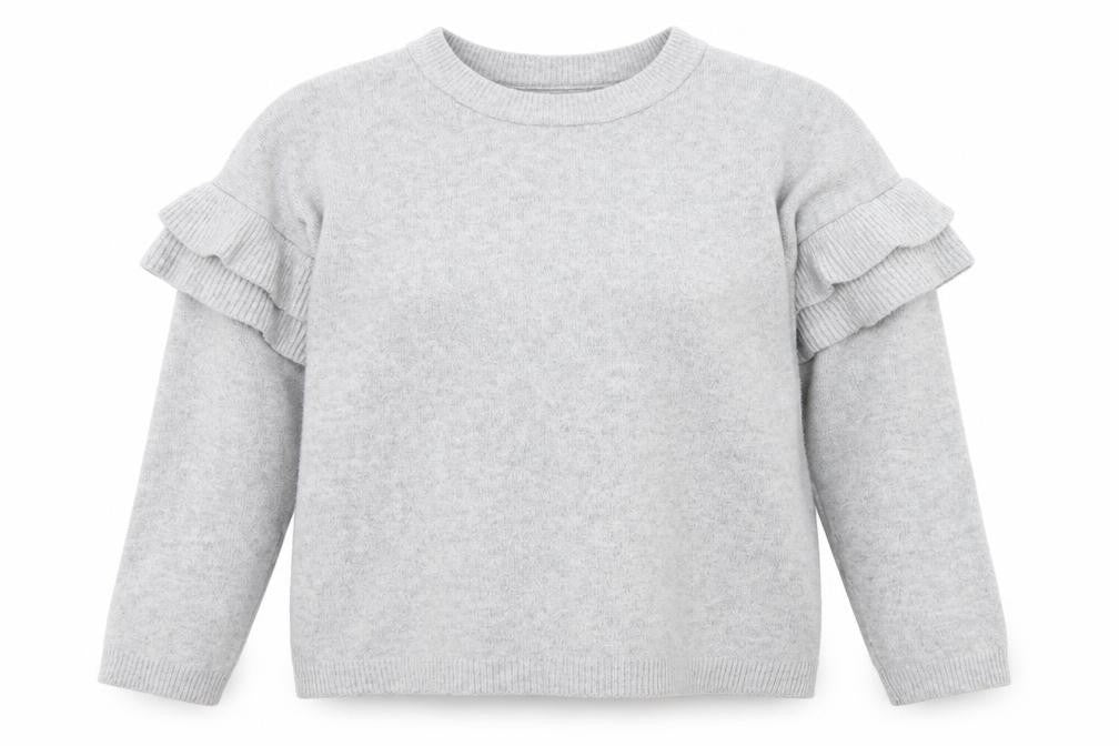 BDG Women's Grey Pullover Jumper XS Ruffle Sleeve