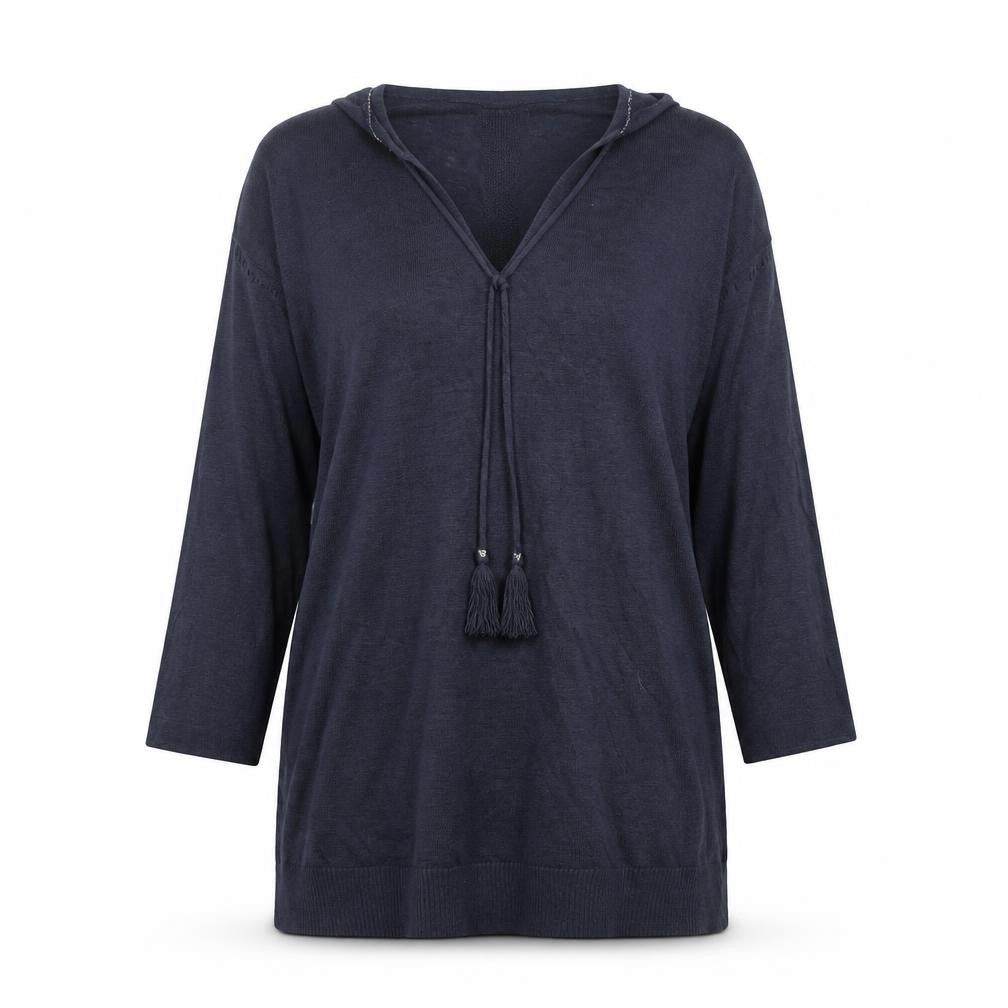 White Stuff Women's Blue Wool Tunic Jumper, Size 8, V-Neck