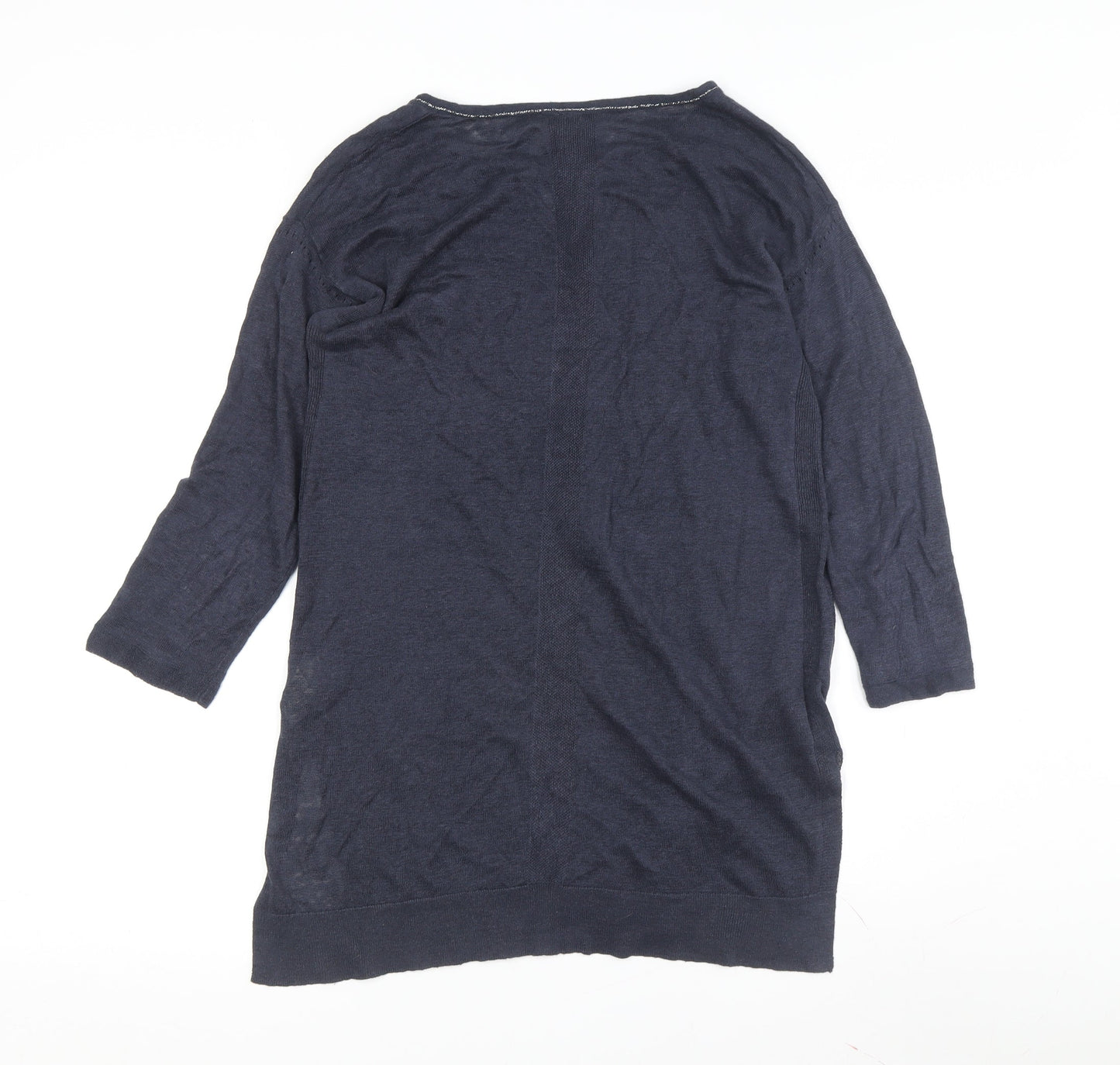 White Stuff Women's Blue Wool Tunic Jumper, Size 8, V-Neck