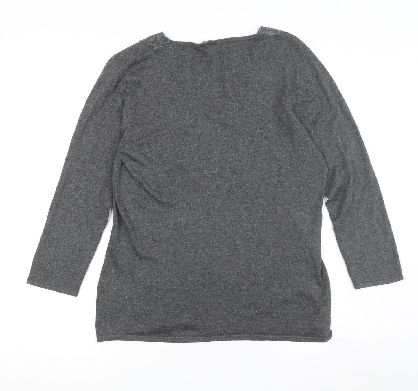 Betty Barclay Women's Grey V-Neck Lace Accent Jumper