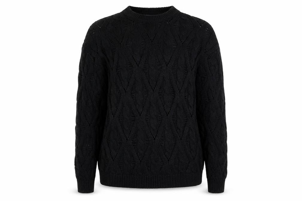 ASOS DESIGN Women's Black Cable-Knit Pullover Jumper XS