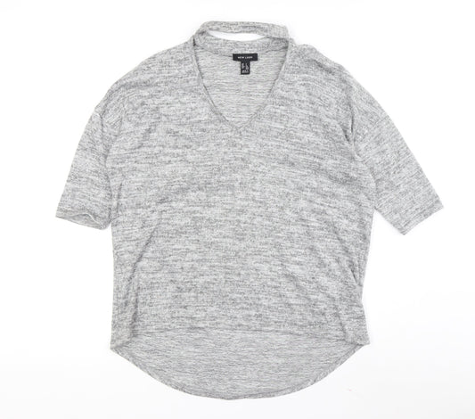 New Look Women's Grey V-Neck Pullover Jumper Size S
