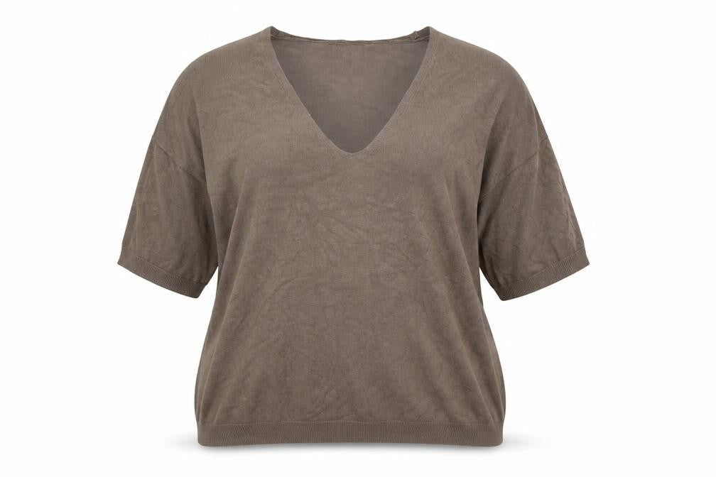 Zenobia Women's Brown V-Neck Pullover Jumper, 2XL