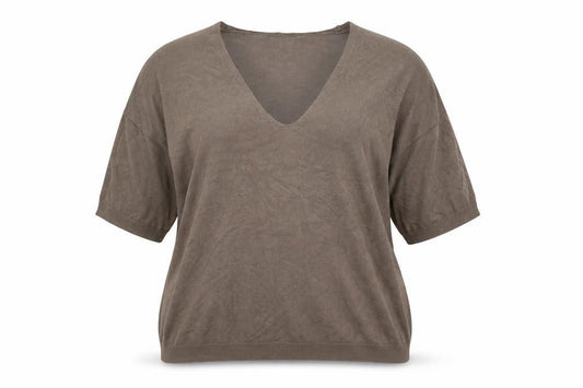 Zenobia Women's Brown V-Neck Pullover Jumper, 2XL