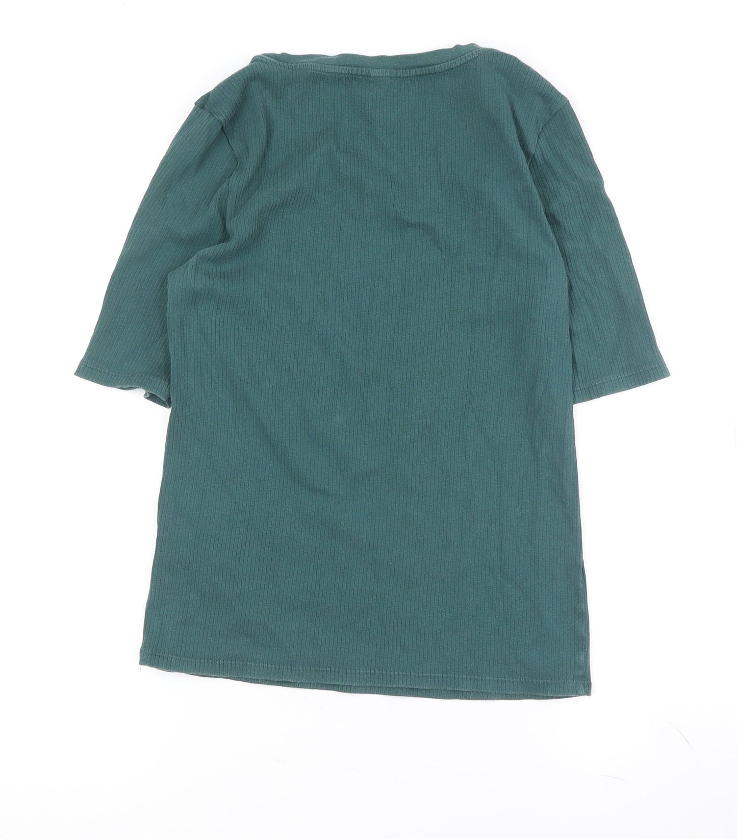 Uniqlo Women's Green T-Shirt, Size M, 3/4 Sleeve, Casual