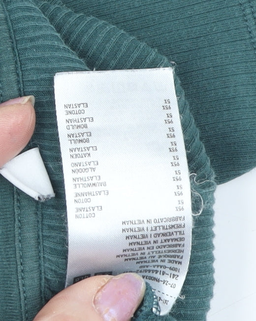 Uniqlo Women's Green T-Shirt, Size M, 3/4 Sleeve, Casual