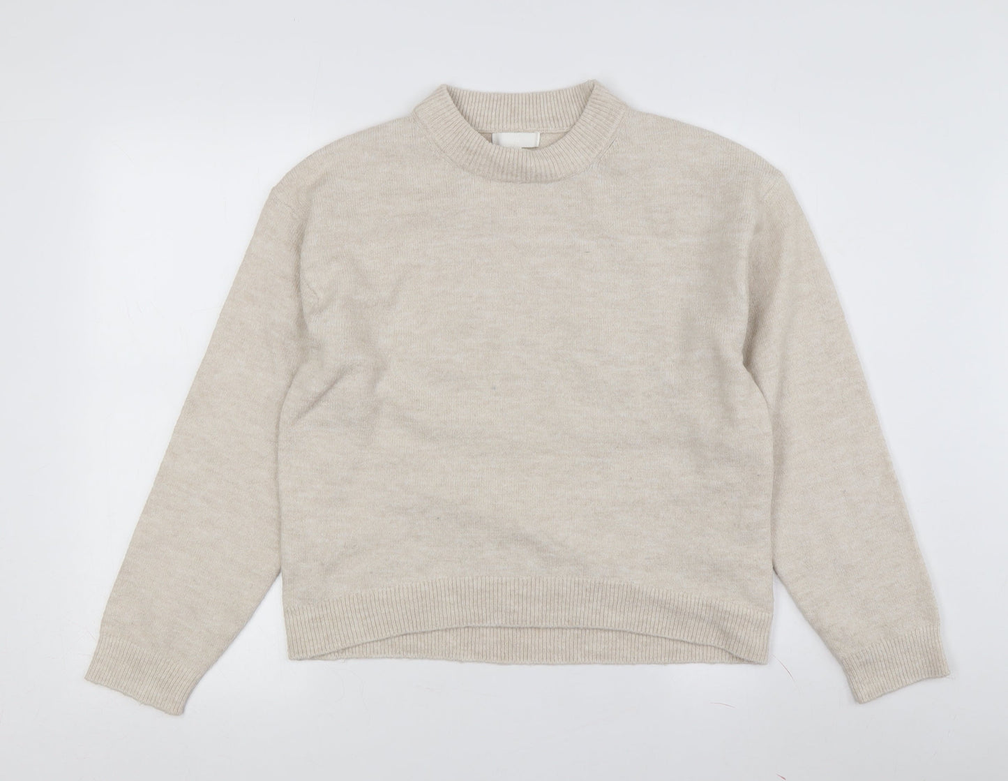 H&M Women's Beige Mock Neck Pullover Jumper XS