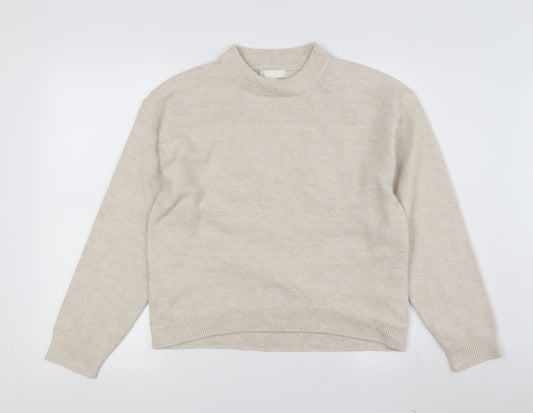 H&M Women's Beige Mock Neck Pullover Jumper XS