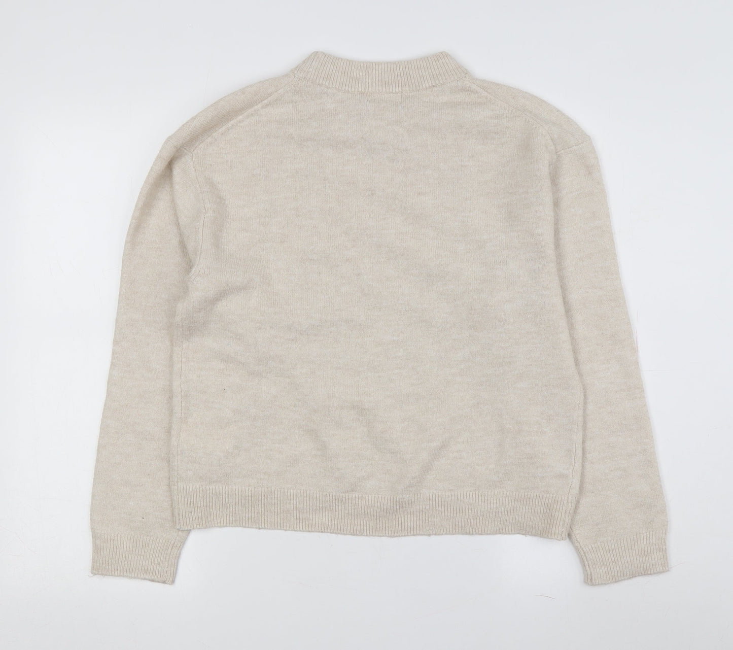H&M Women's Beige Mock Neck Pullover Jumper XS
