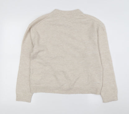 H&M Women's Beige Mock Neck Pullover Jumper XS