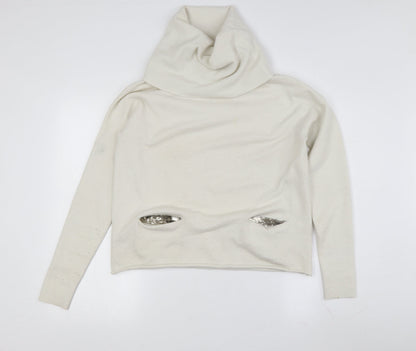Tuzzi Women's White Cowl Neck Pullover Jumper, Size 8