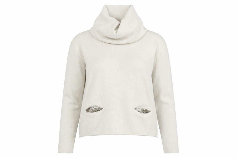 Tuzzi Women's White Cowl Neck Pullover Jumper, Size 8