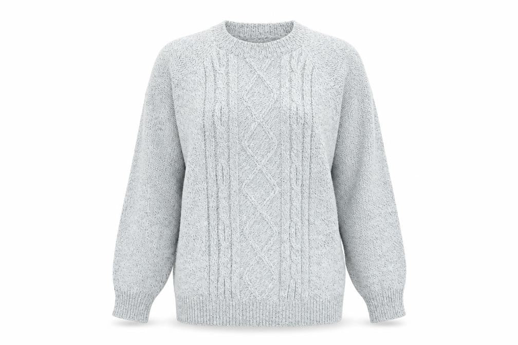 J S Mats Women's Blue Cable-Knit Jumper, Size M