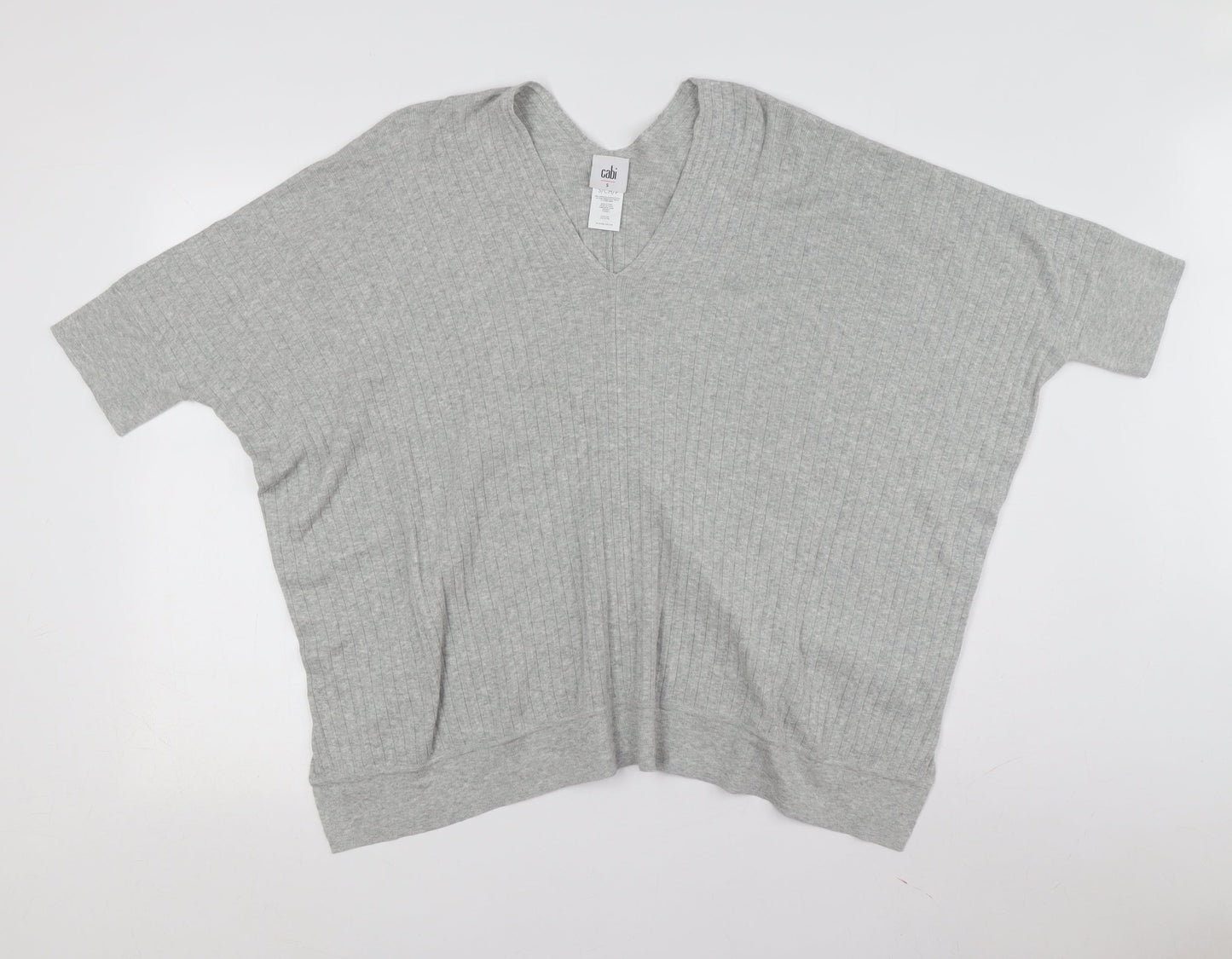 Cabi Women Grey V-Neck Relaxed T-Shirt, S, Casual Style