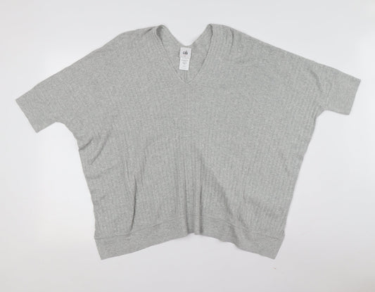 Cabi Women Grey V-Neck Relaxed T-Shirt, S, Casual Style