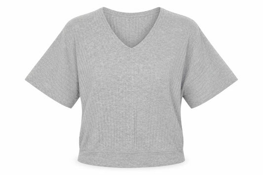 Cabi Women Grey V-Neck Relaxed T-Shirt, S, Casual Style