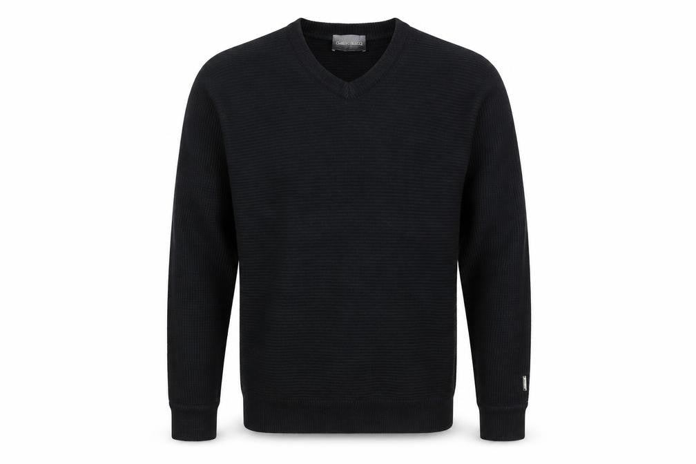 Carlo Colucci Men's Black V-Neck Pullover Jumper Size 18