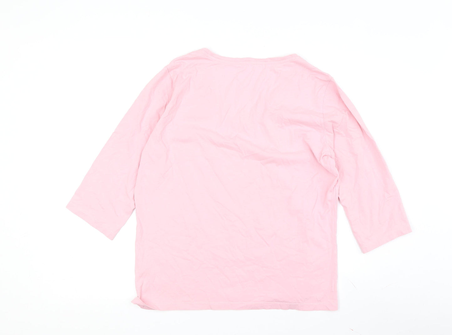 Via Appia Women's Pink V-Neck Beaded T-Shirt Size 16