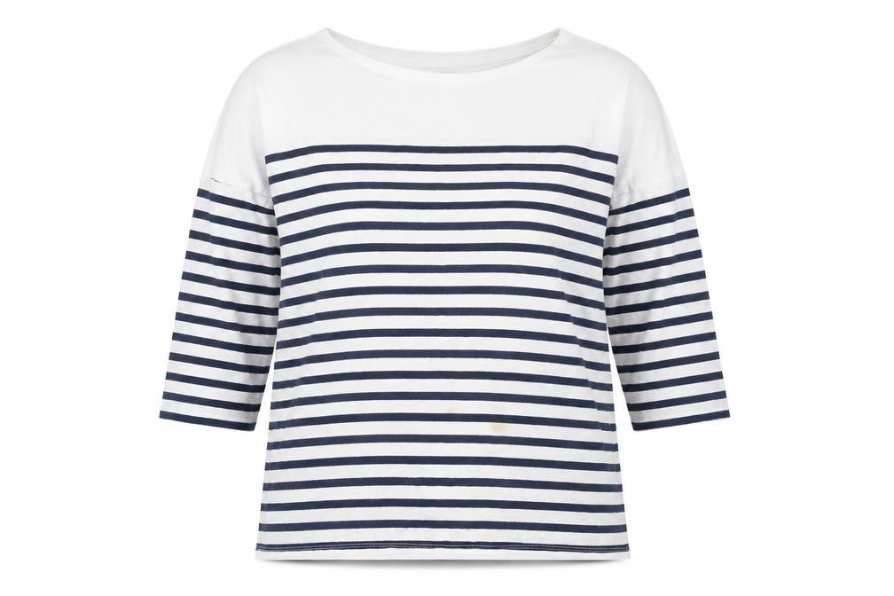 Pull & Bear Women's White Striped T-Shirt M Casual