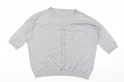 Phase Eight Women's Grey Pullover Jumper, Size 10, Studded