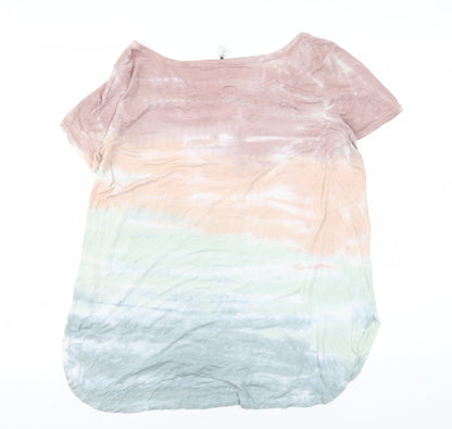 Back view of Cable Gauge Women's Multicoloured Basic T-Shirt, Scoop Neck, size S