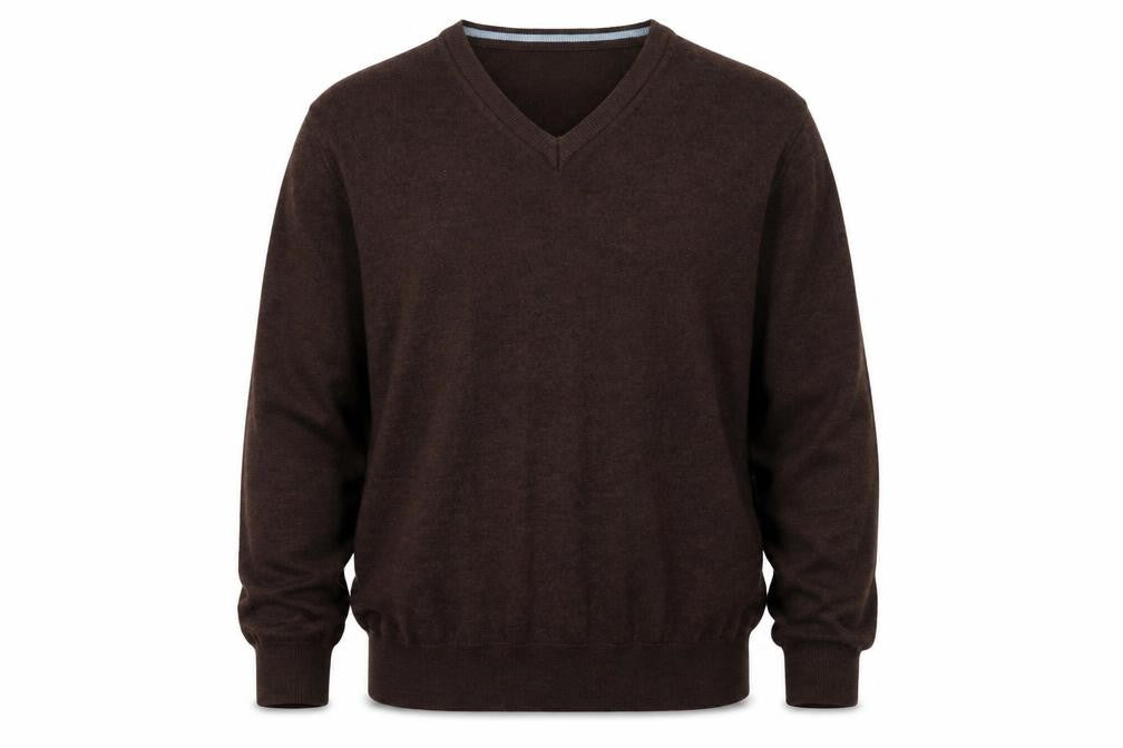 Racing Green Men's Brown V-Neck Pullover Jumper L