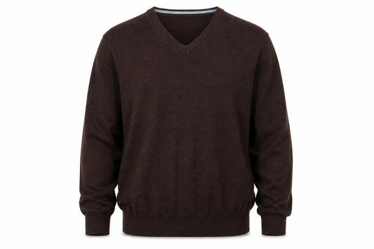 Racing Green Men's Brown V-Neck Pullover Jumper L