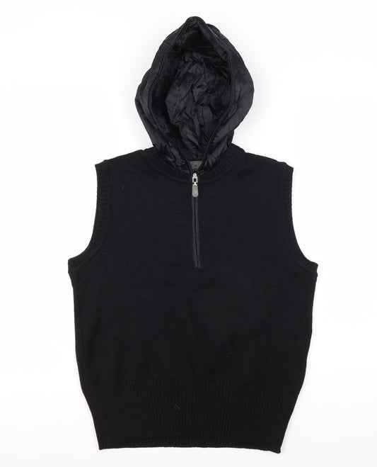 Zucchero Women's Black Hooded Knit Vest, Size 12