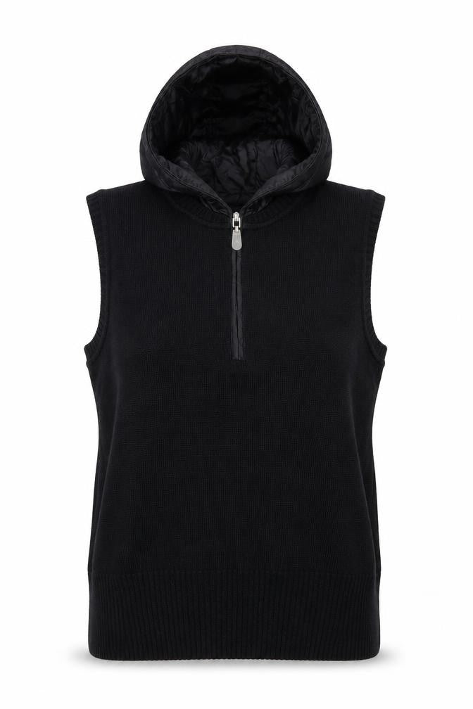 Zucchero Women's Black Hooded Knit Vest, Size 12